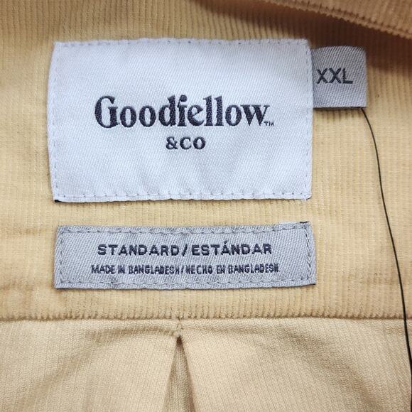 NEW Goodfellow & Co Shirt Mens XXL Yellow Sandy Gold Corduroy Cotton Long Sleeve - Picture 7 of 11